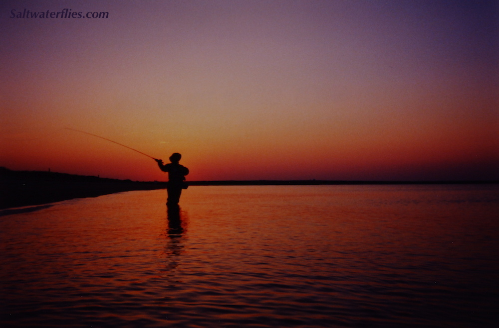 Flyrodding for stripers at Dusk