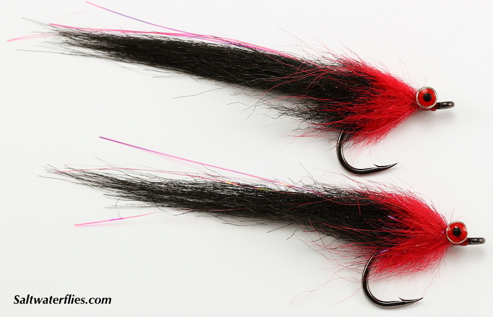 TARPON BLACK DEATH  x 12  Fresh Saltwater fly fishing flies Black /Red #2 